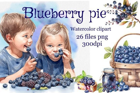 Download Blueberry Pie. Watercolor Clipart. - Watercolor clipart Collection