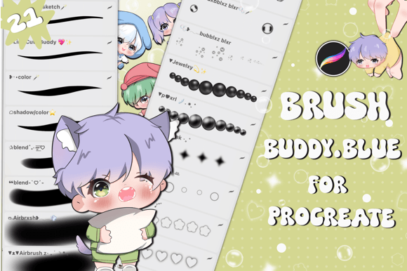 Download Buddy Blue Brush Drawing for Procreate - Drawing Collection