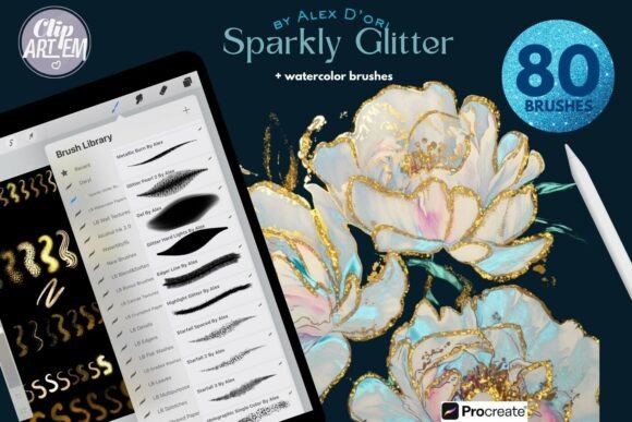 Download Glitter Watercolor Procreate Brushes 80 - Watercolor procreate Collection