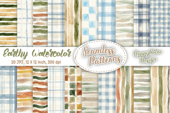 Download Earthy Watercolor Seamless Patterns - Pattern Collection