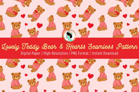 Download Cute Teddy Bear Hearts Seamless Pattern - Pattern Collection