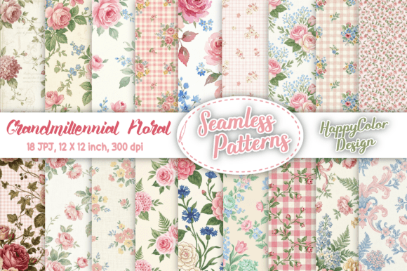 Download Grandmillennial Floral Seamless Patterns - Pattern Collection