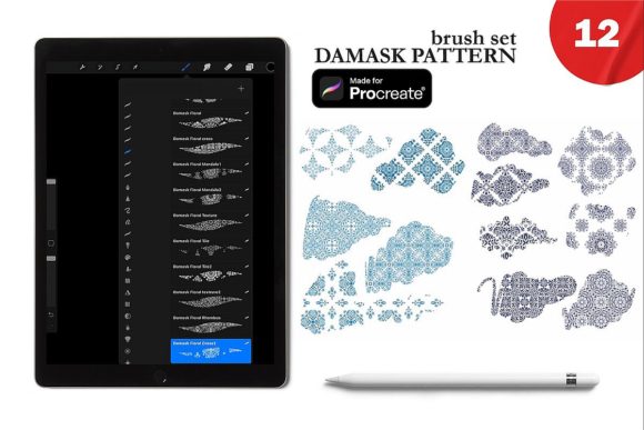 Download 12 Damask Pattern Brushes Mediterranean - Pattern Collection